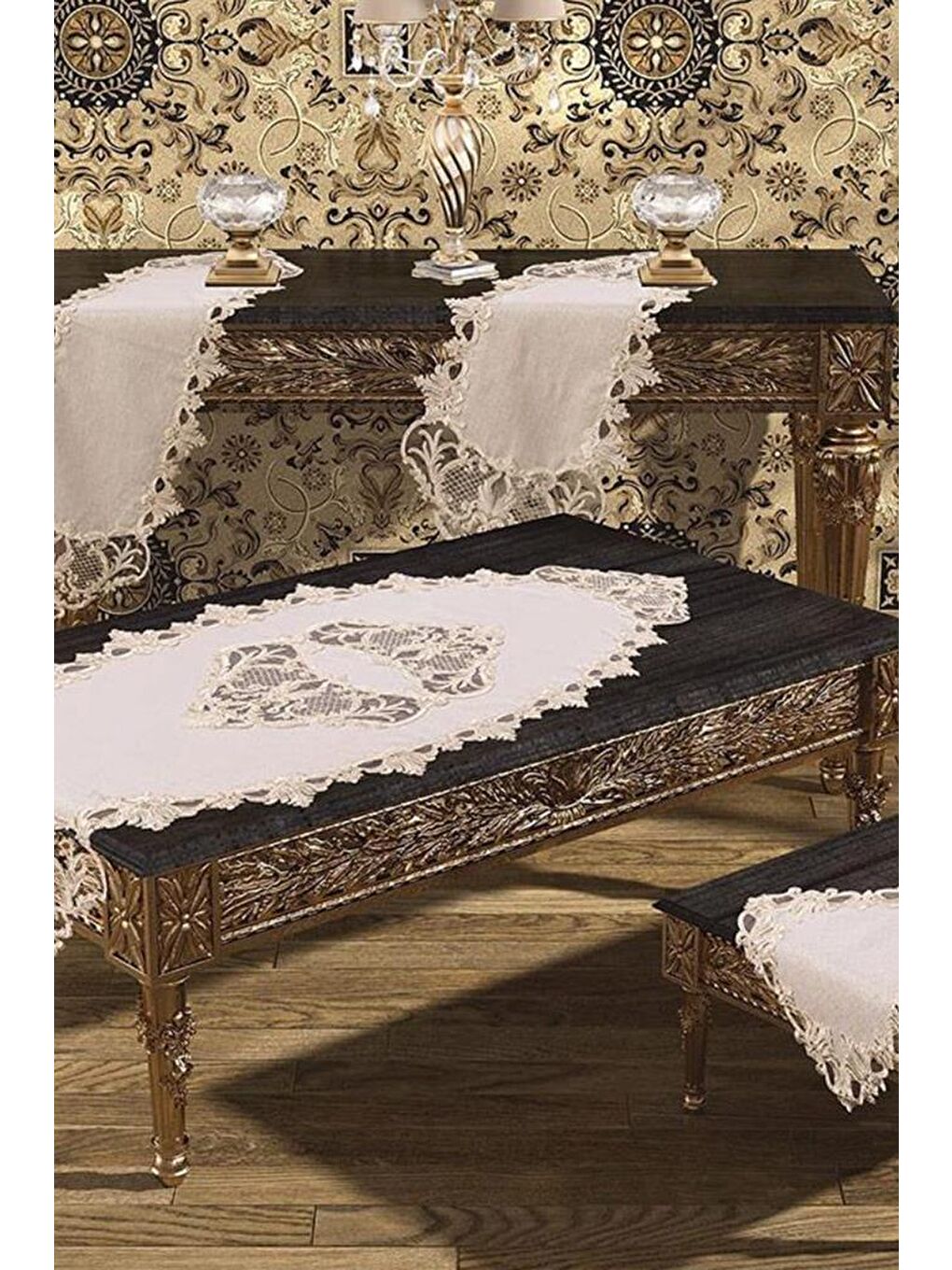 Ekru Diamond Salon Takımı 5 Parça Krem-1