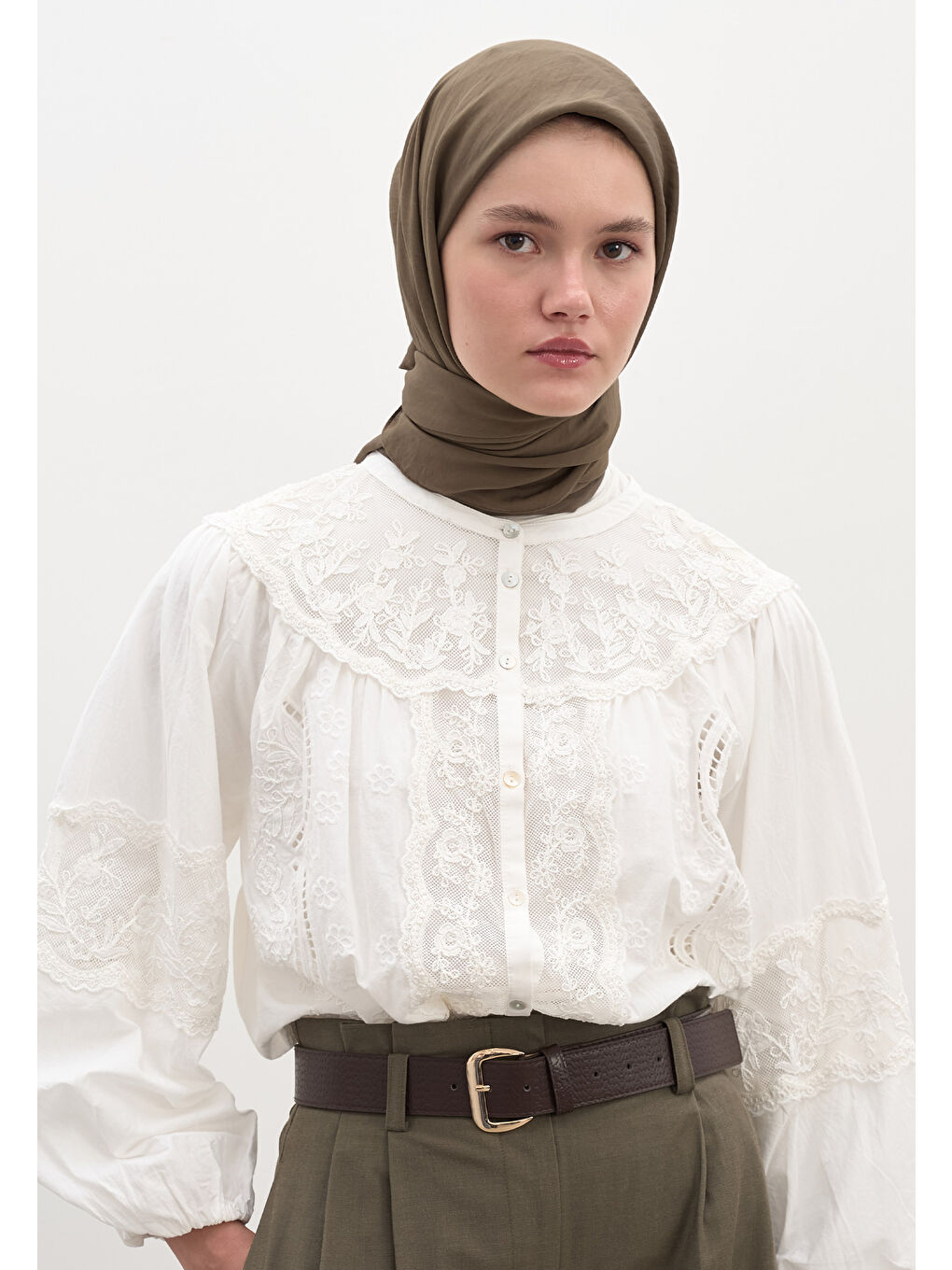 Kahverengi Pamuk Viskon Eşarp Toprak-1