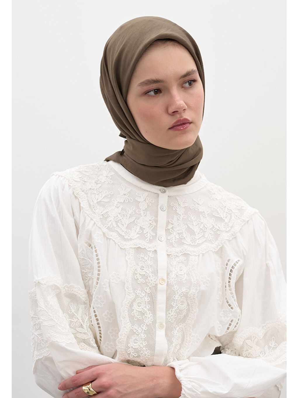 Kahverengi Pamuk Viskon Eşarp Toprak-2