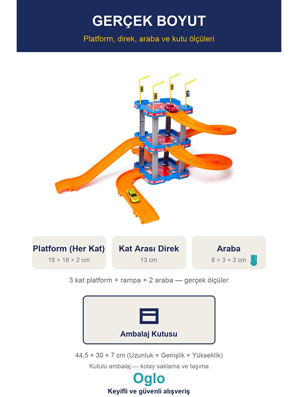 3 Katlı Otopark Garaj Oyun Seti 81 Parça 2 Araba Rampalı-1