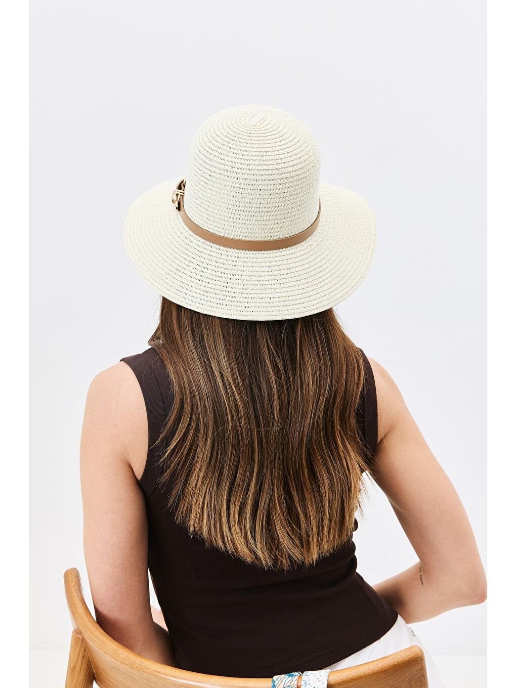 Ekru Hasır Plaj Şapkası Y25730-18 Krem-2