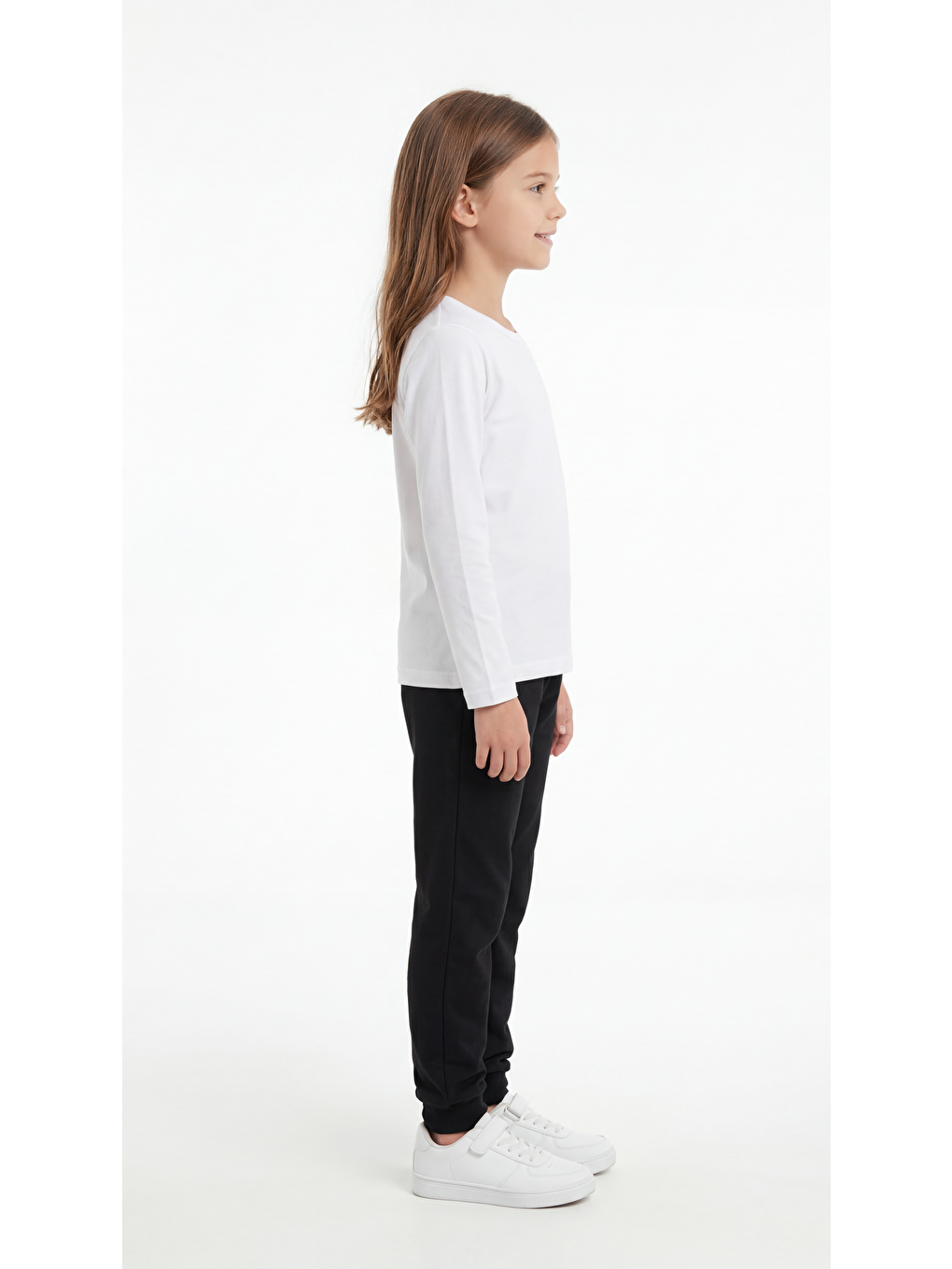 Beyaz Basic Uzun Kol Kız Çocuk Badi-1