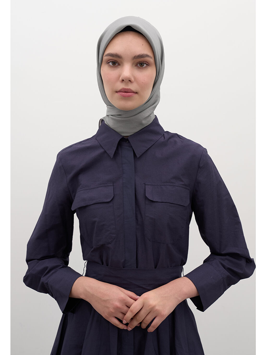 Gri Pamuk Viskon Eşarp Gümüş