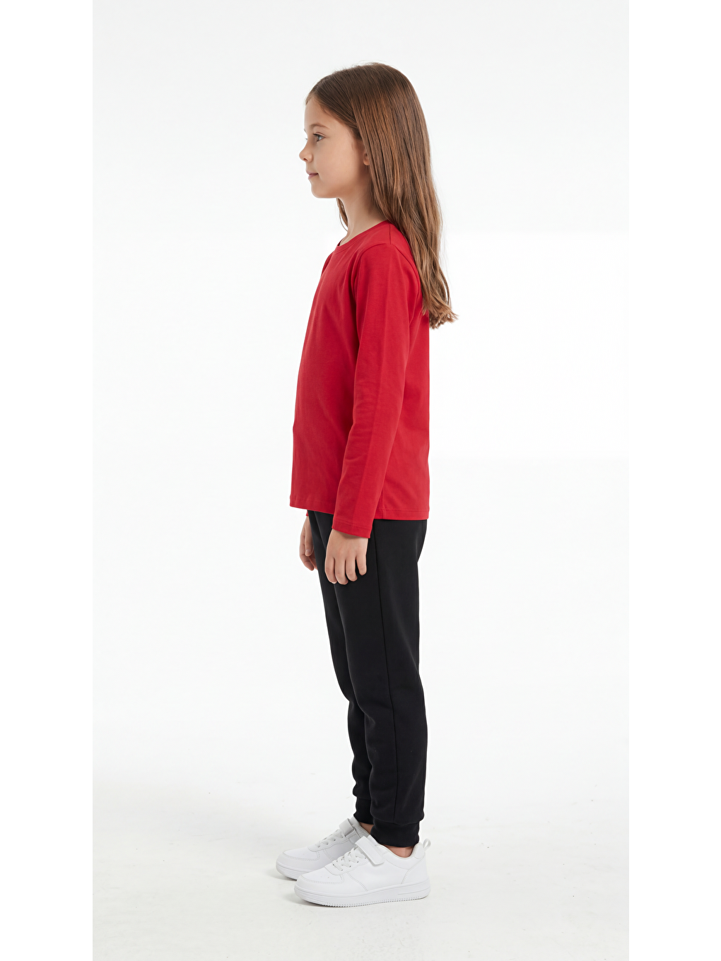 Kırmızı Basic Uzun Kol Kız Çocuk Badi-1