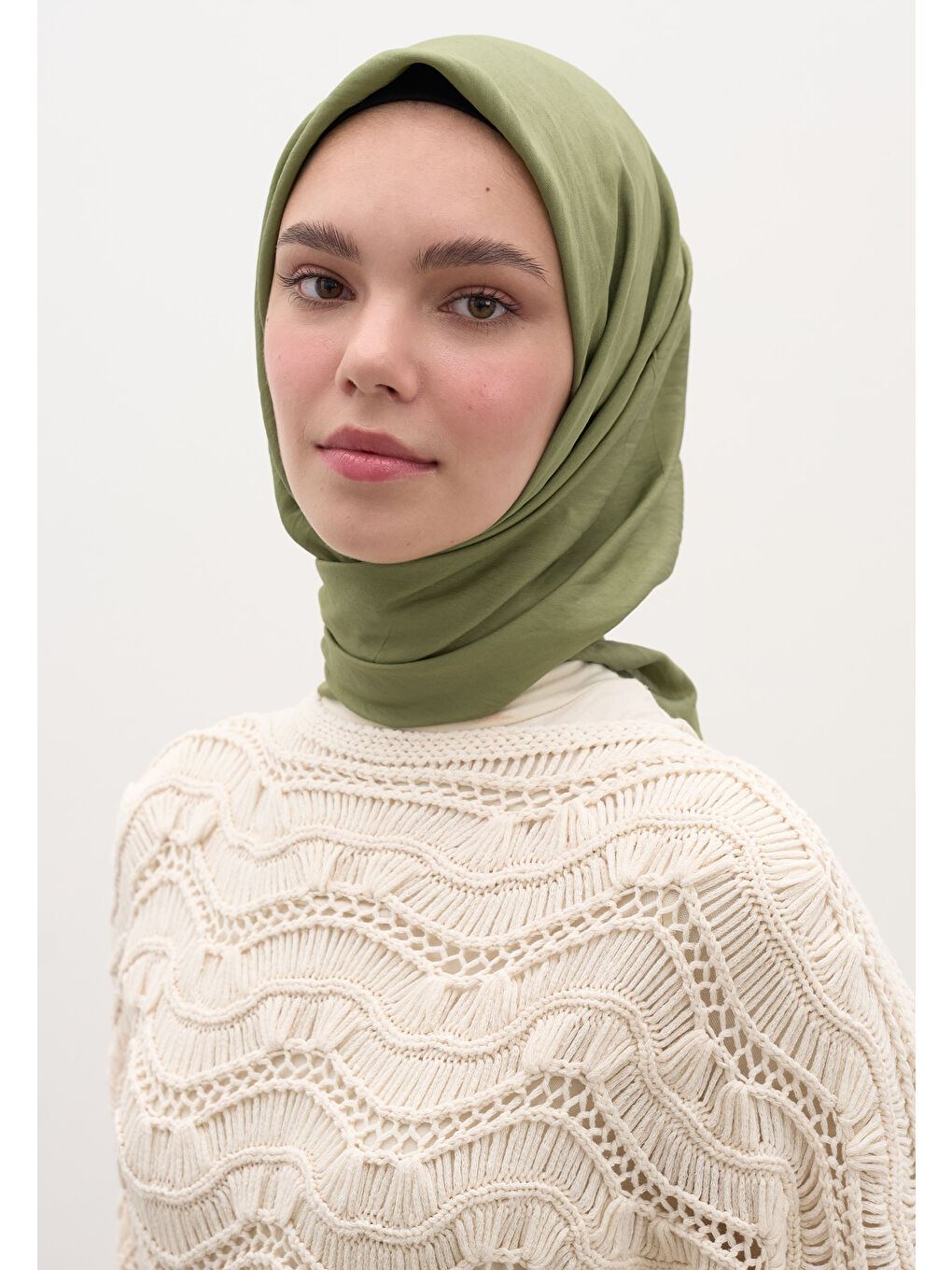 Yeşil Pamuk Viskon Eşarp Orman-3