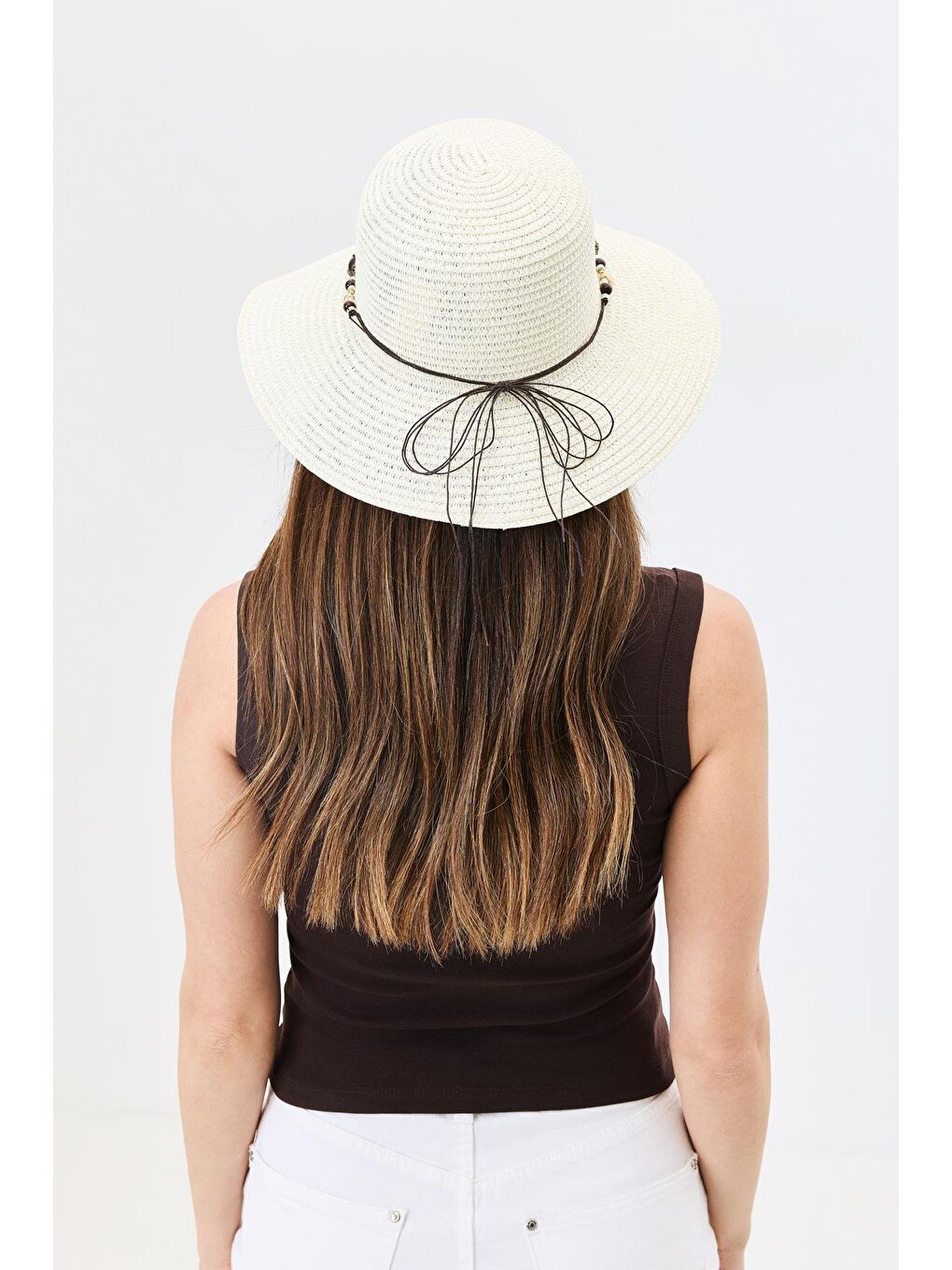 Ekru Hasır Plaj Şapkası Y25730-19 Krem-2