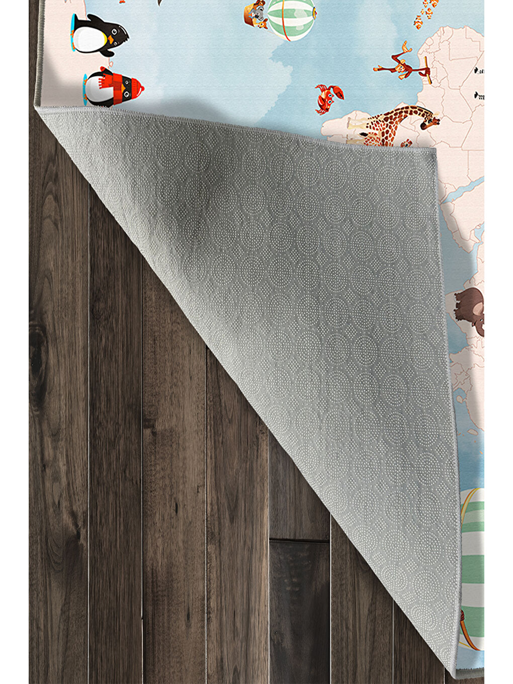 Mavi Dekoratif Özel Tasarım Yıkanabilir İnce Kaymaz Tabanlı Modern Halı KECE FR44-4