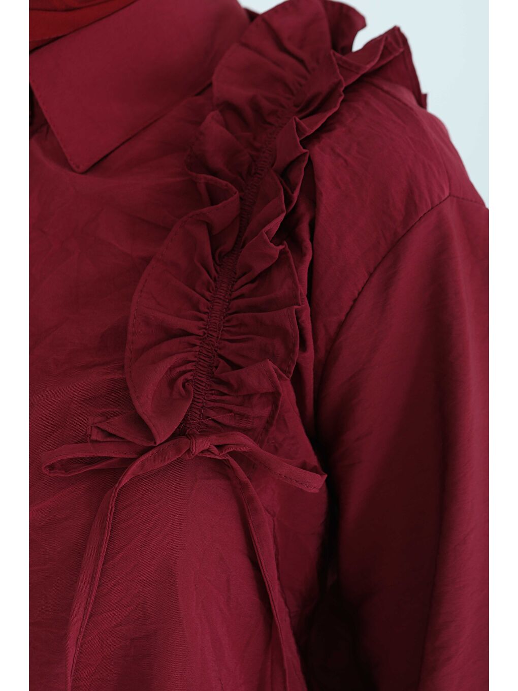 Fırfır Detaylı Tunik Bordo - 27274-2