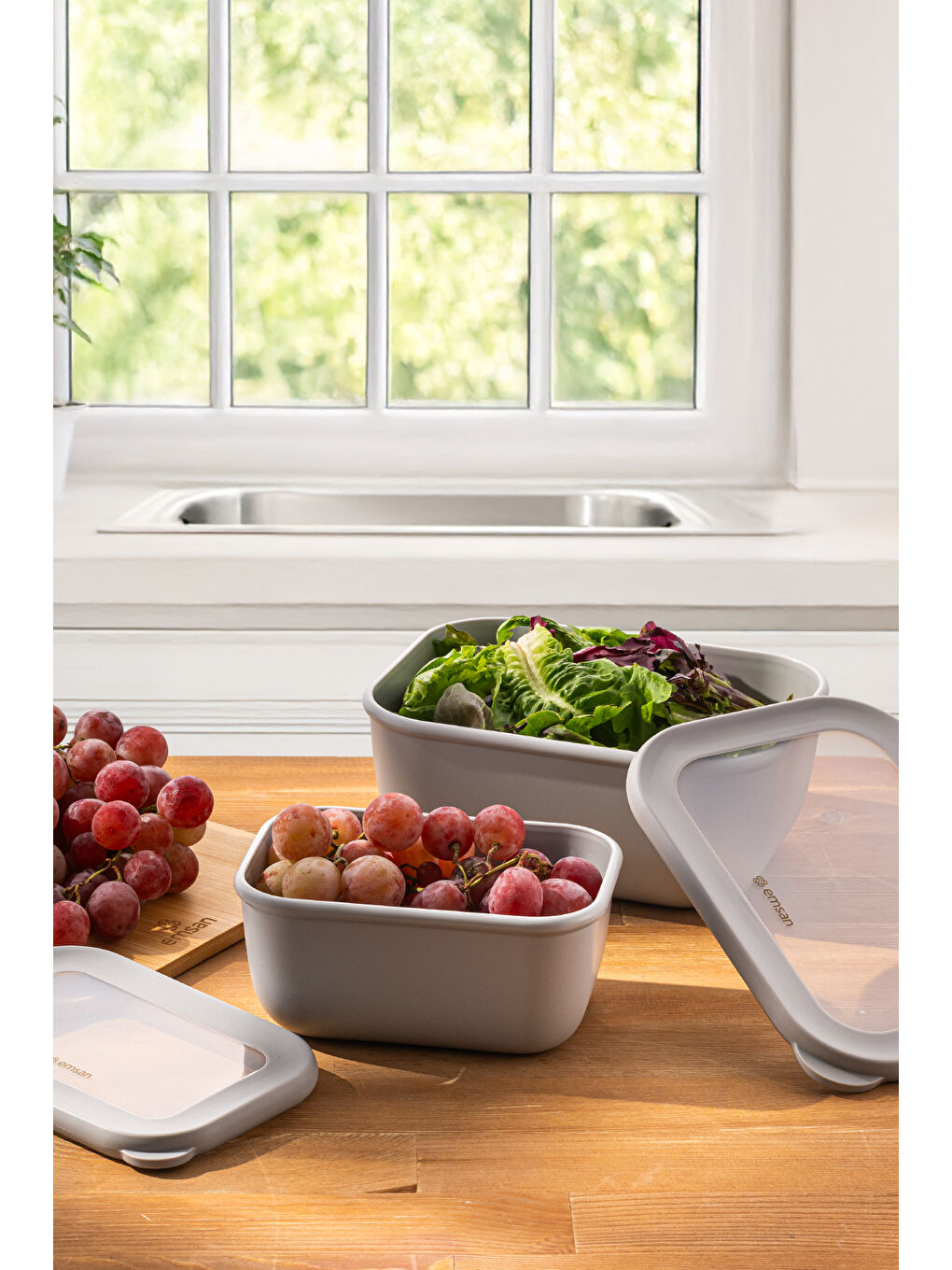 Lora 2'li Saklama Kabı Gri-1