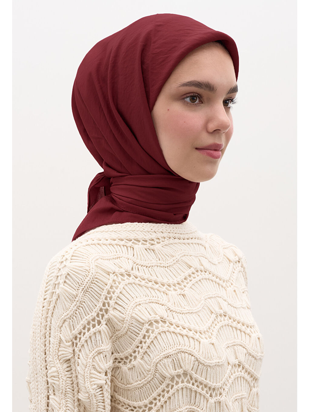 Mürdüm Pamuk Viskon Eşarp Vişne Çürüğü-2