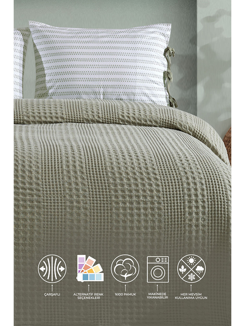 Silvia Pike Seti Çift Kişilik (220x240 cm) Yeşil-1