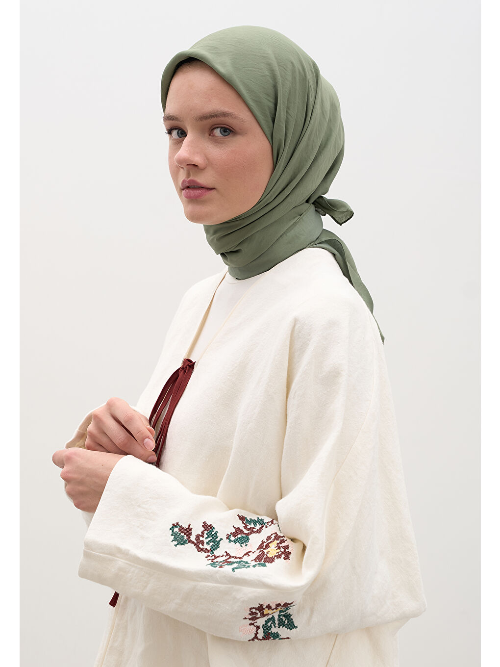 Yeşil Pamuk Viskon Eşarp Mint