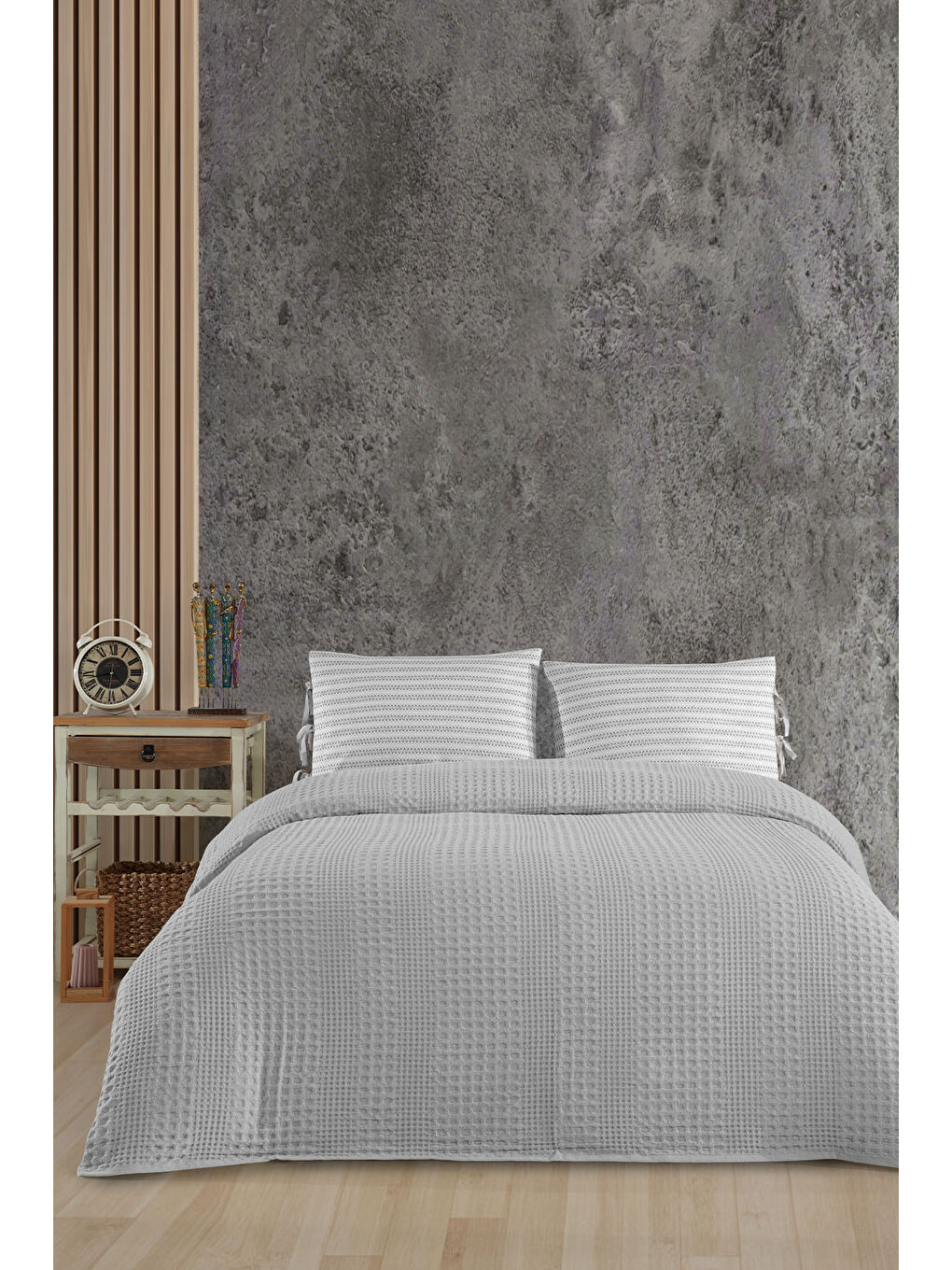 Silvia Pike Seti Çift Kişilik (220x240 cm) Gri