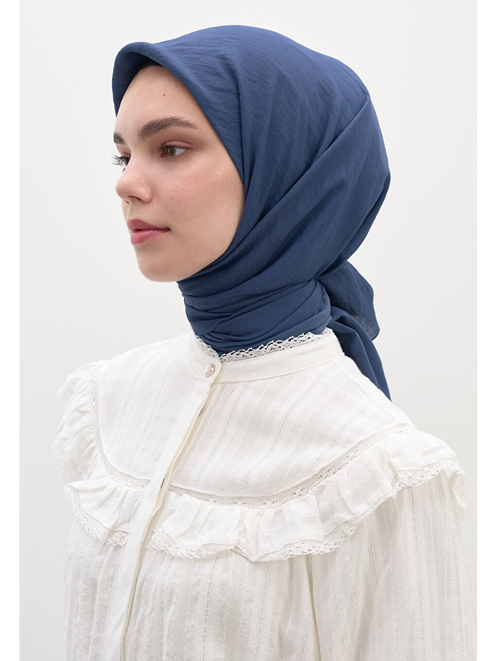 Pamuk Viskon Eşarp Gece Mavisi-1