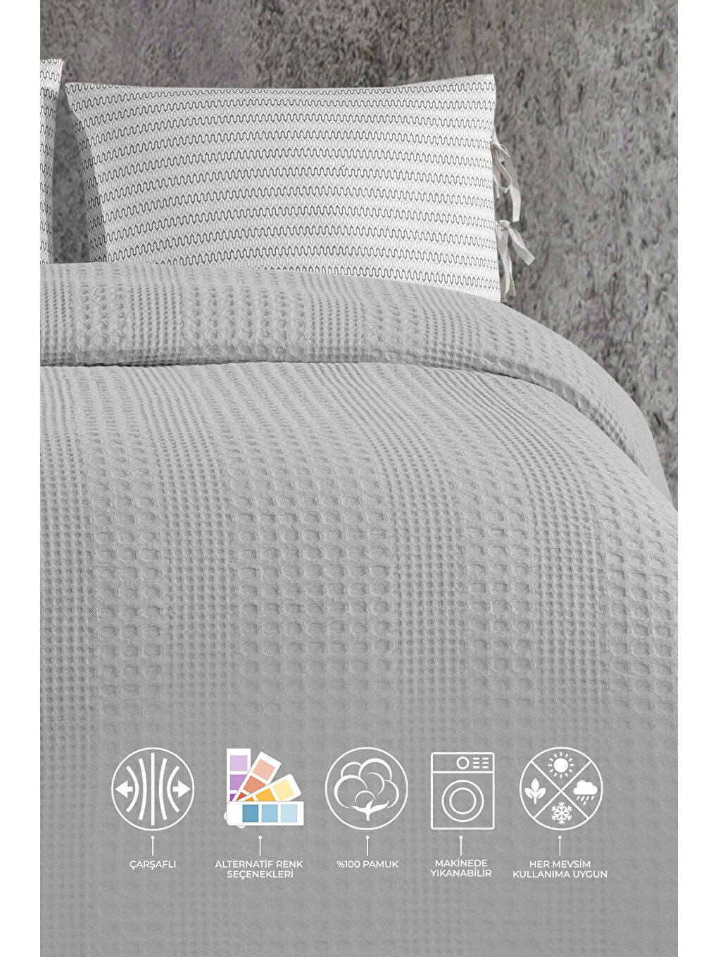 Silvia Pike Seti Çift Kişilik (220x240 cm) Gri-1
