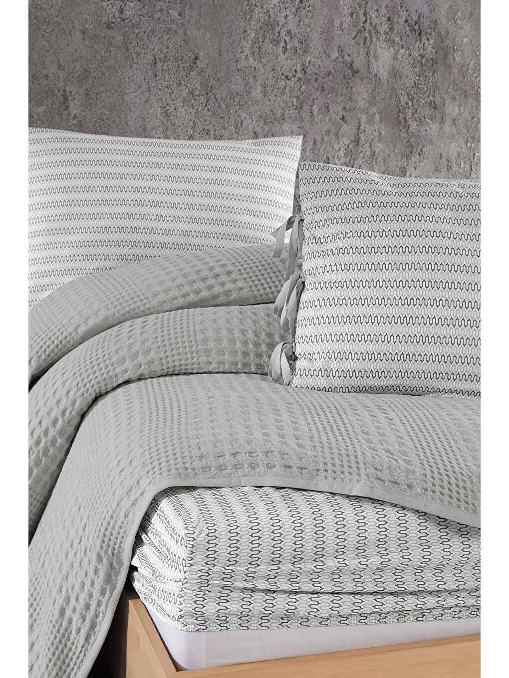 Silvia Pike Seti Çift Kişilik (220x240 cm) Gri-2