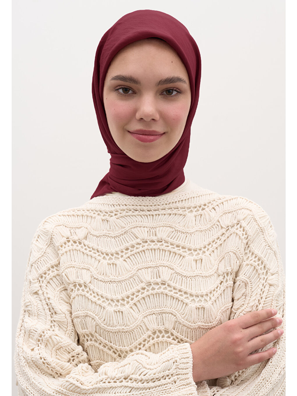 Mürdüm Pamuk Viskon Eşarp Vişne Çürüğü-3