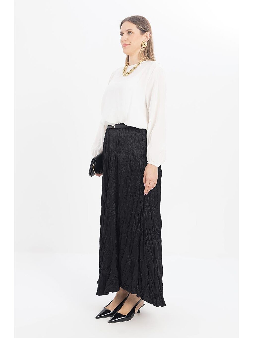 Siyah-Lastikli Basic Etek-1