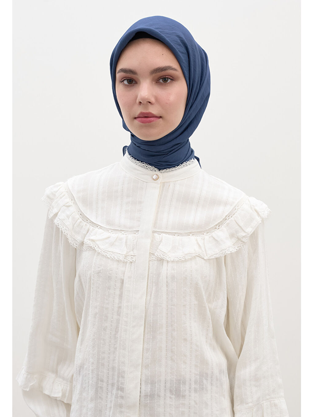 Pamuk Viskon Eşarp Gece Mavisi-2