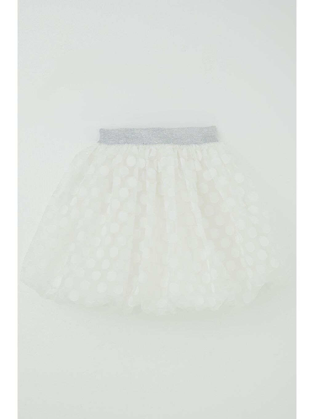 Kız Çocuk Balon Etek Puan Desenli Fiyonk Aksesuarlı Ekru (5-9 Yaş)-1