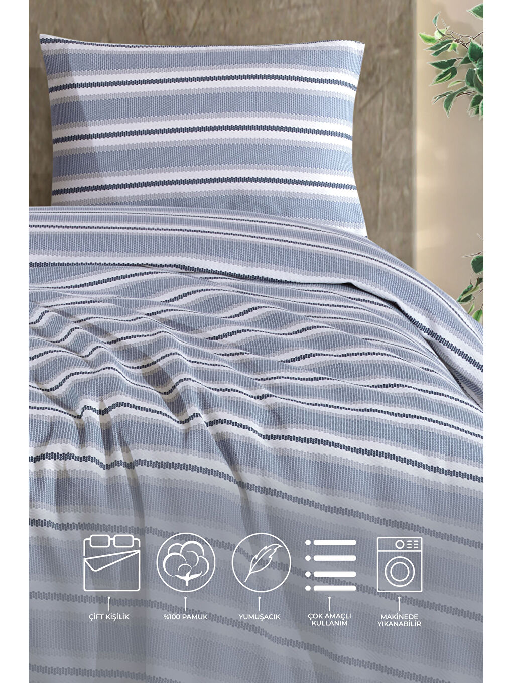 Scatt Pike Çift Kişilik (200x220 cm) Mavi-1