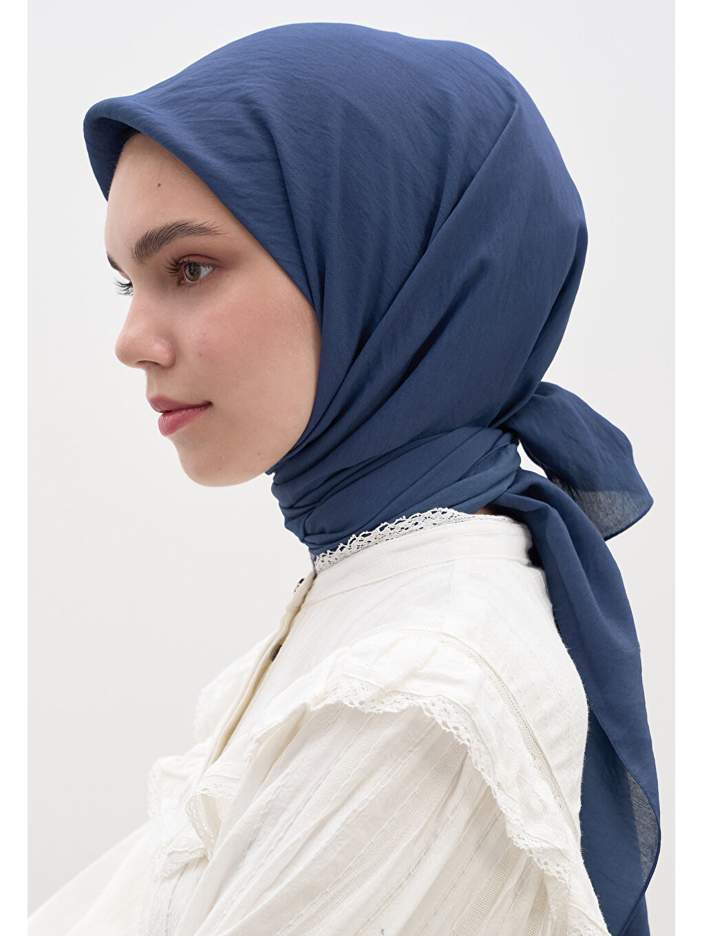 Pamuk Viskon Eşarp Gece Mavisi-3