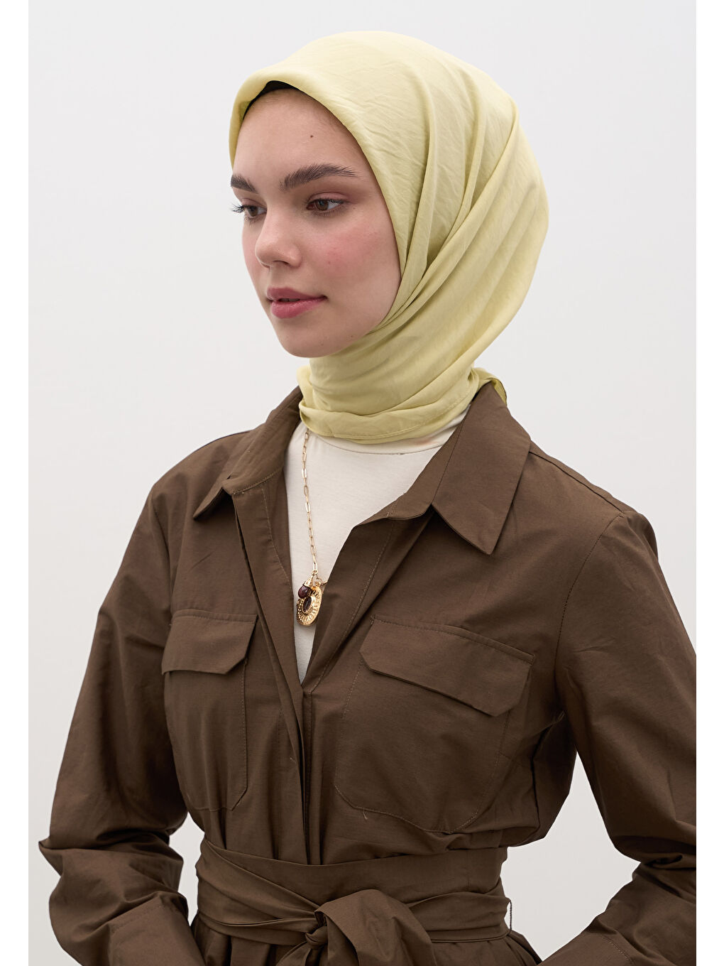 Sarı Pamuk Viskon Eşarp Tereyağı-1