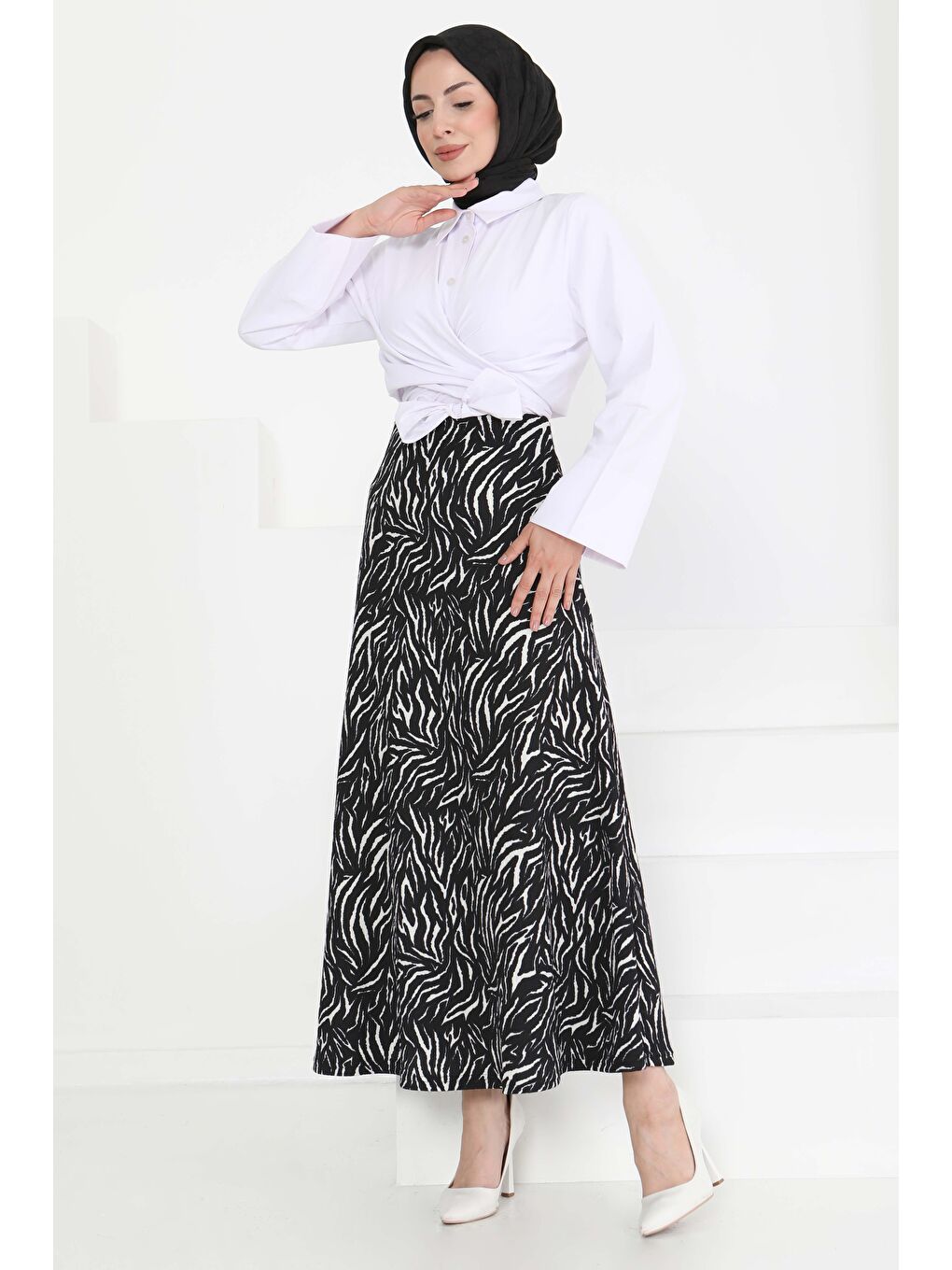 Desenli Kiloş Etek Siyah - 27238