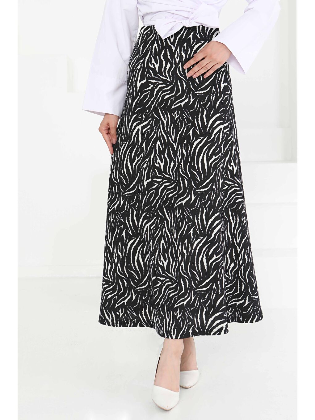 Desenli Kiloş Etek Siyah - 27238-2