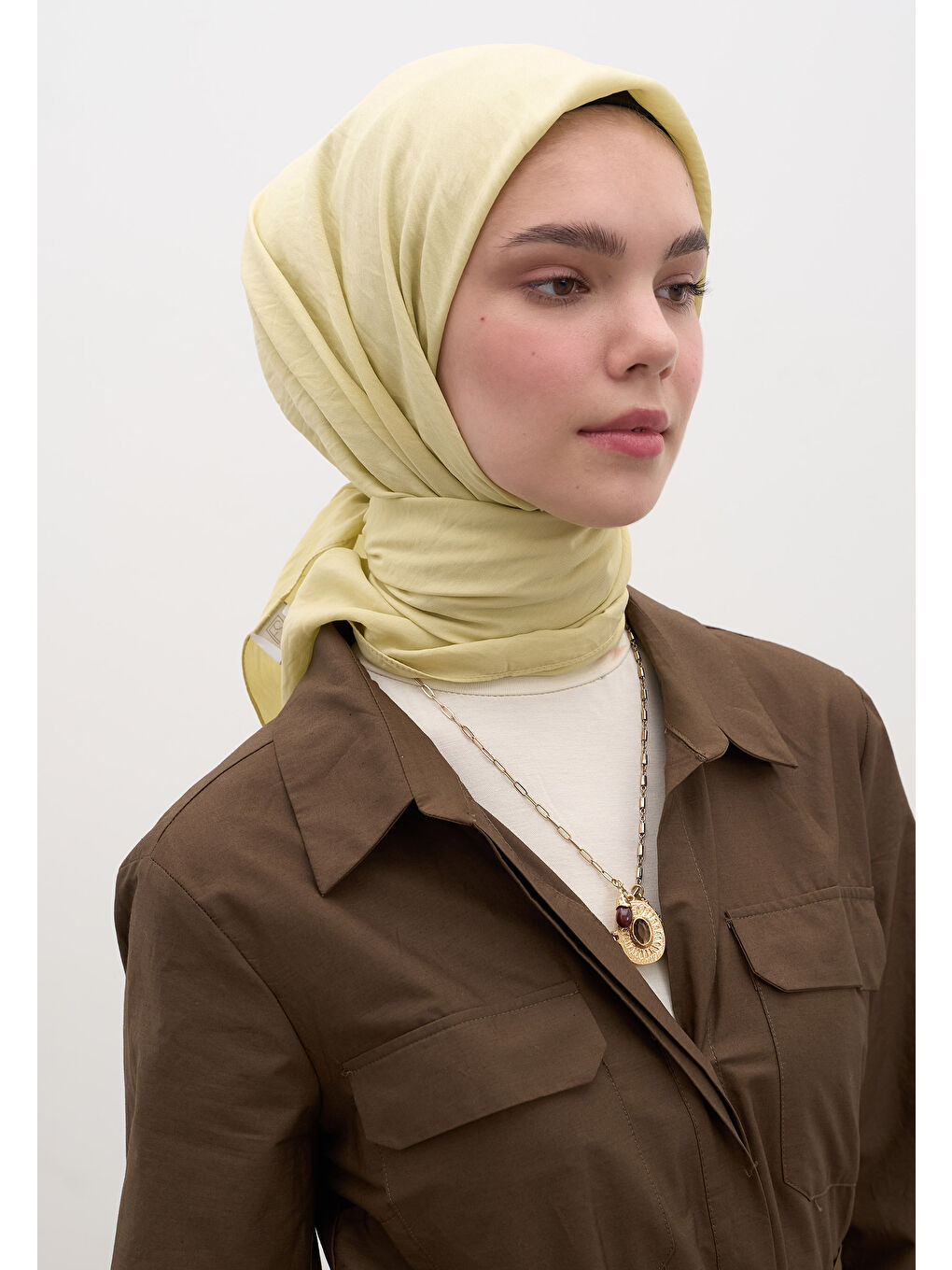 Sarı Pamuk Viskon Eşarp Tereyağı-2