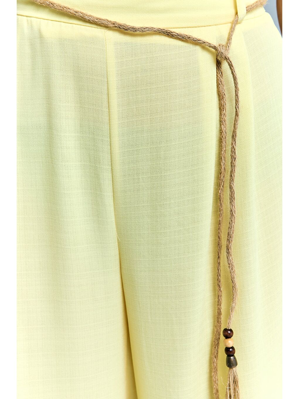 Kemer Detaylı Pantolon - Sarı-4