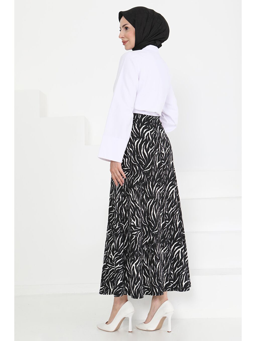Desenli Kiloş Etek Siyah - 27238-5