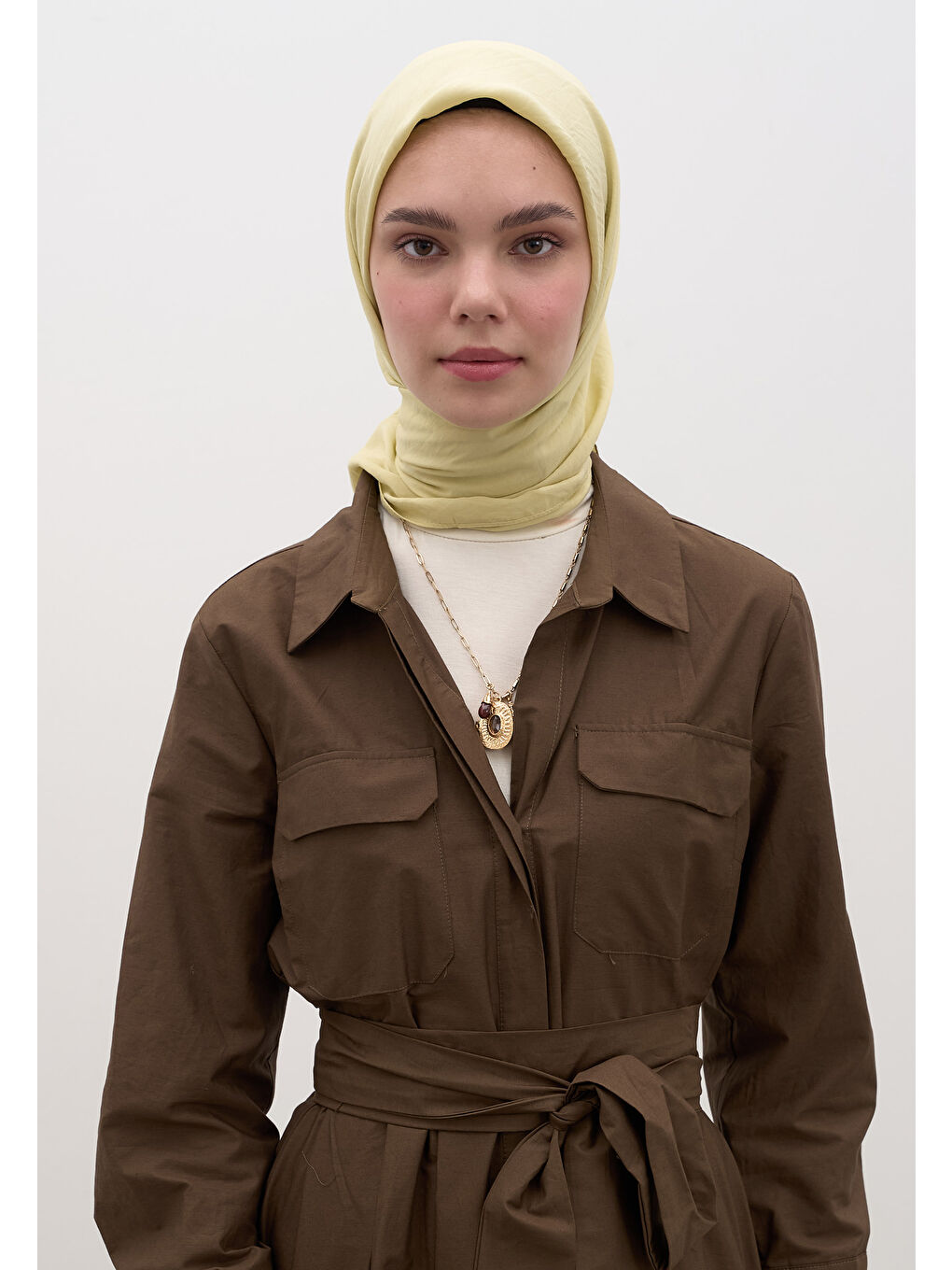 Sarı Pamuk Viskon Eşarp Tereyağı-3