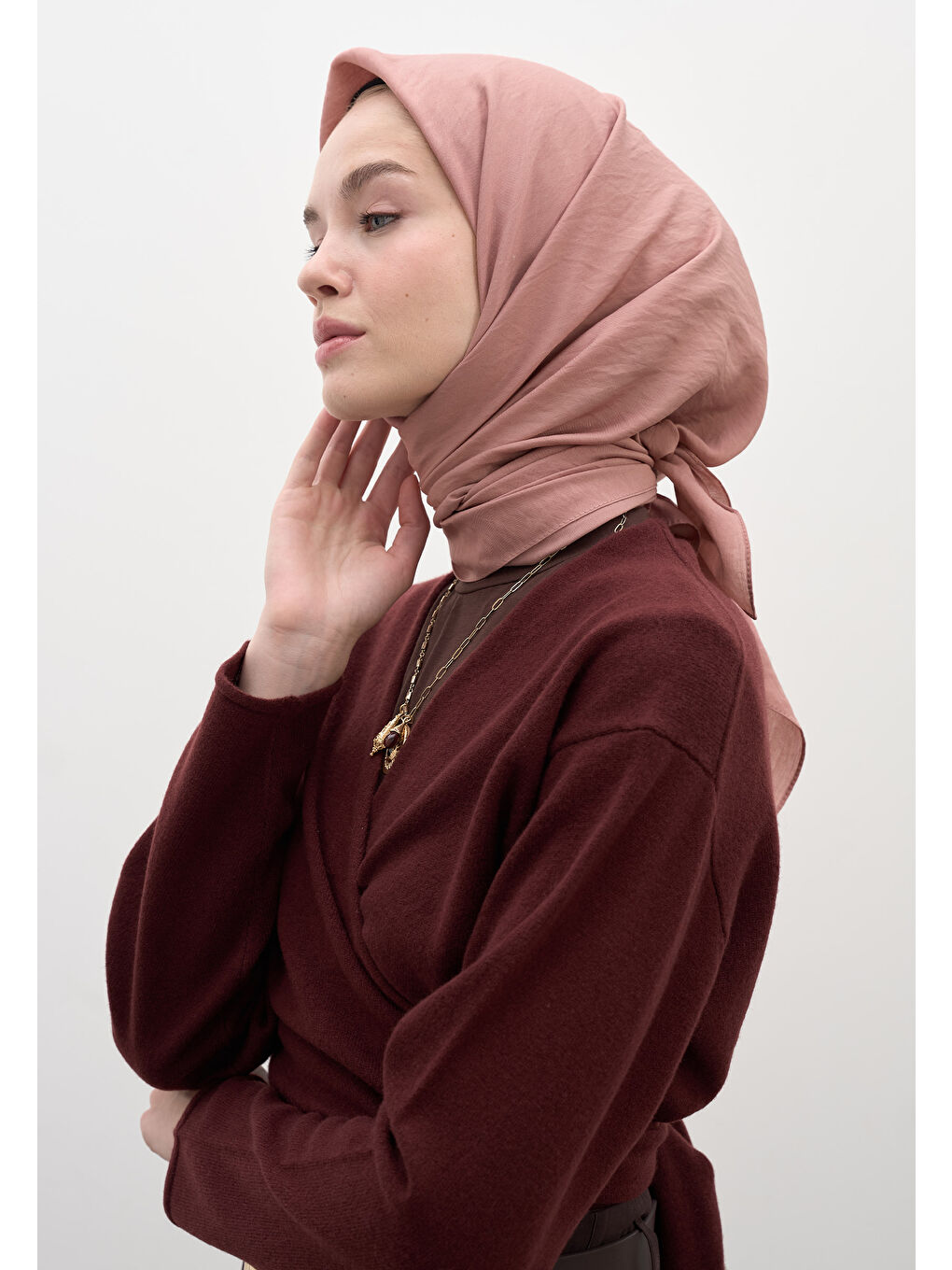 Pembe Pamuk Viskon Eşarp Gülpembe-1