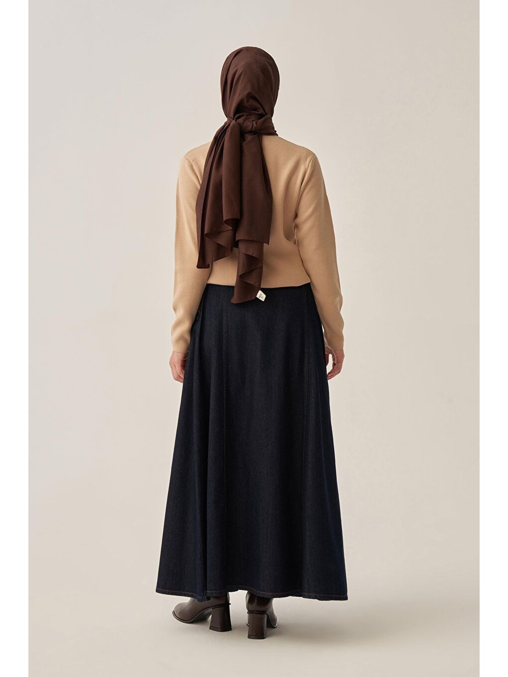 Koyu Mavi-Denim Kloş Etek-2