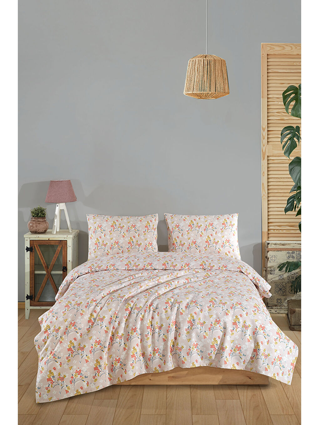 Floret Pike Çift Kişilik (200x220 cm) Ekru