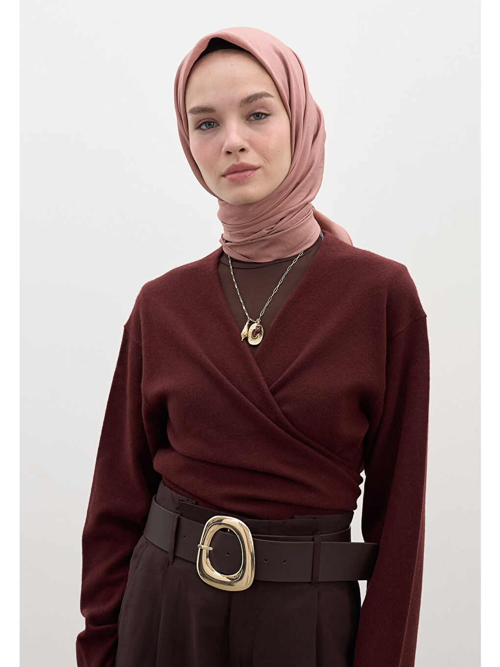 Pembe Pamuk Viskon Eşarp Gülpembe-2