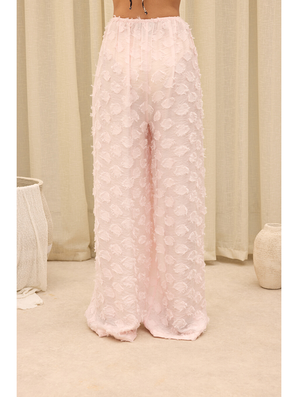 Sanary Bandana Detay Pembe Gömlek Pantolon Takım-5