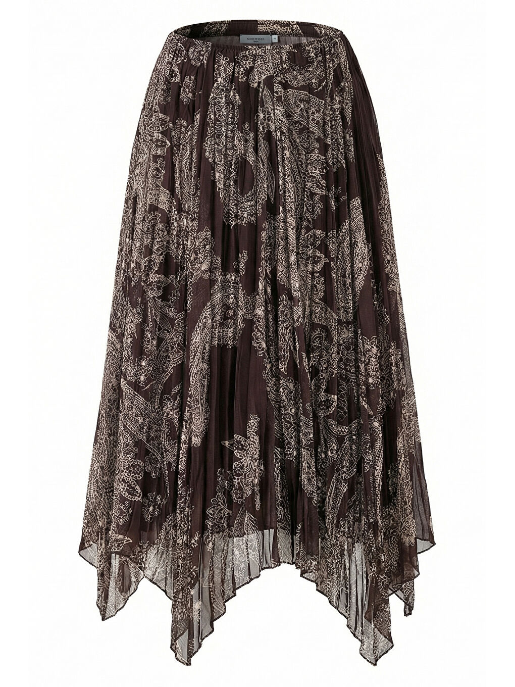 Kadın Asimetrik Tül Şifon Etek 8061 - Kahverengi-3