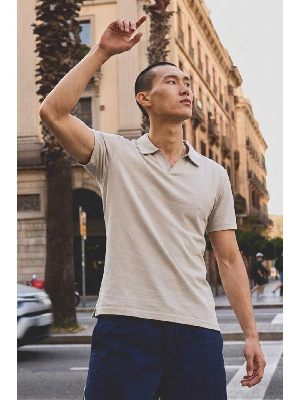 Erkek Polo Yaka Kısa Kollu Yazlık Gri Tişört-3