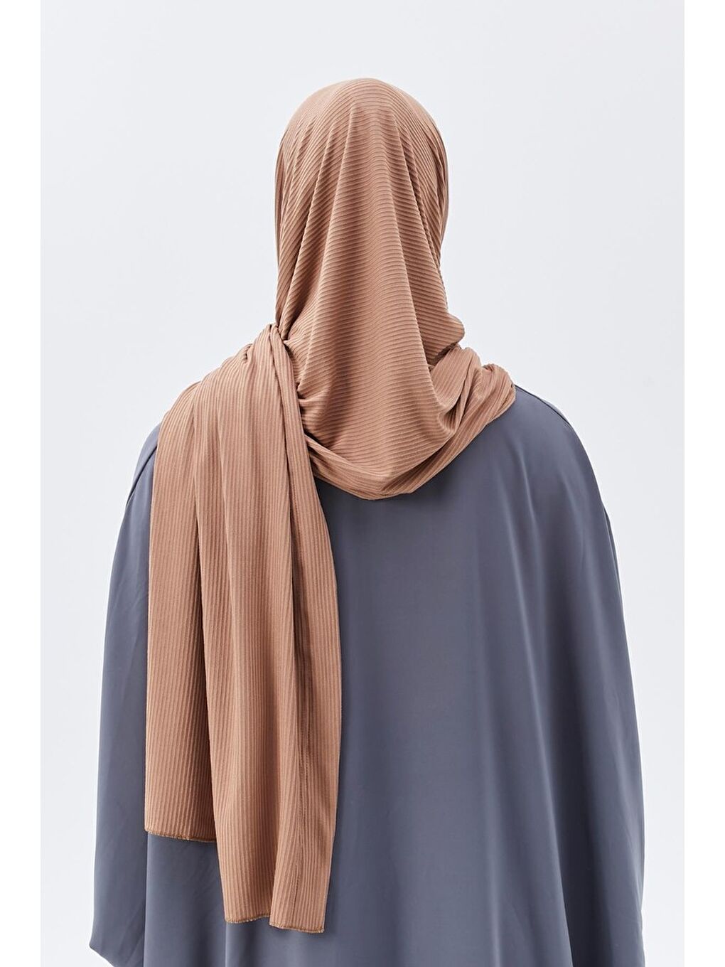 Kahverengi Hazır Pratik Geçmeli Lüks Organik Çizgili Kaşkorse Şal Çapraz Hizalı-5