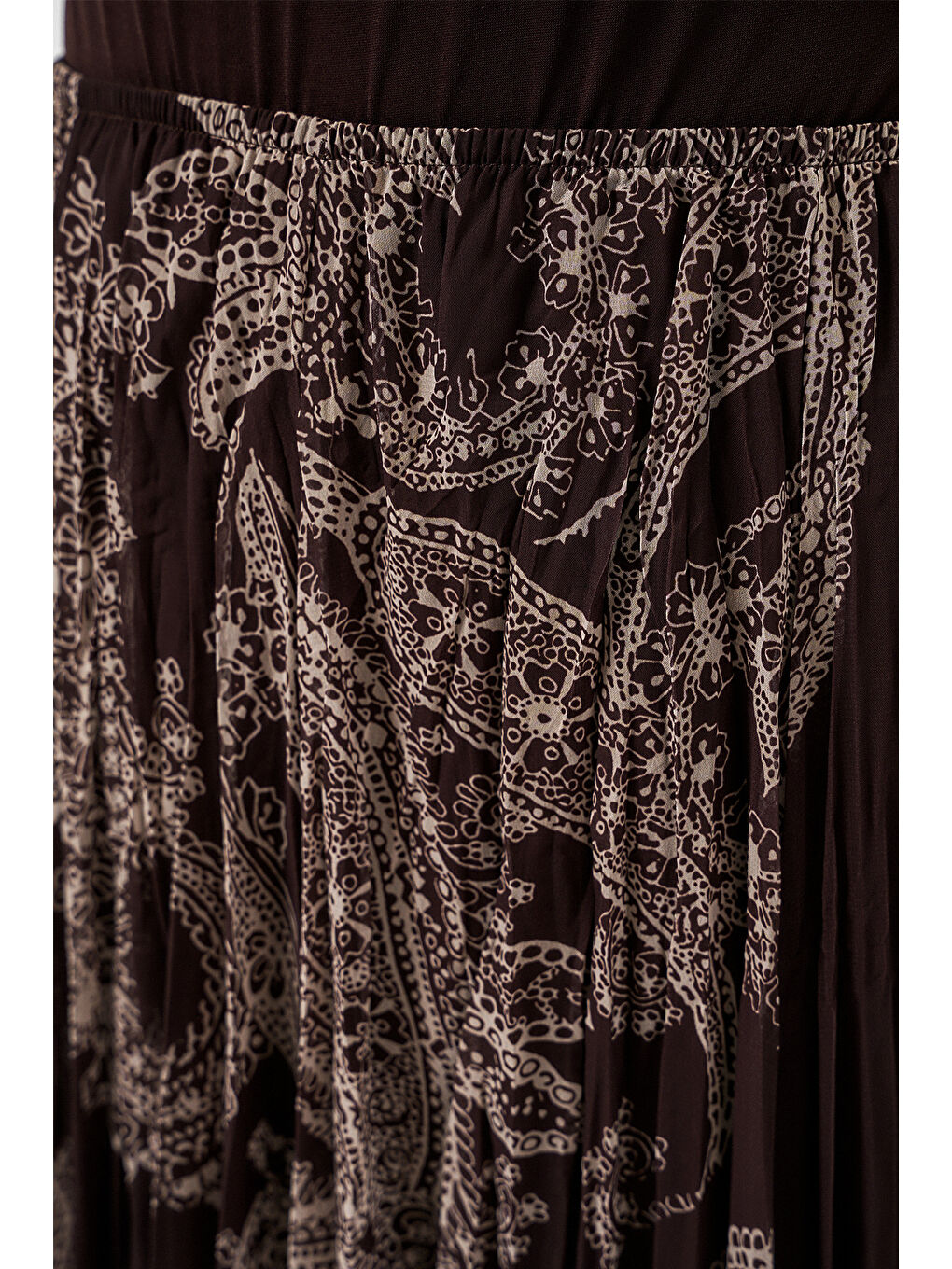 Kadın Asimetrik Tül Şifon Etek 8061 - Kahverengi-5