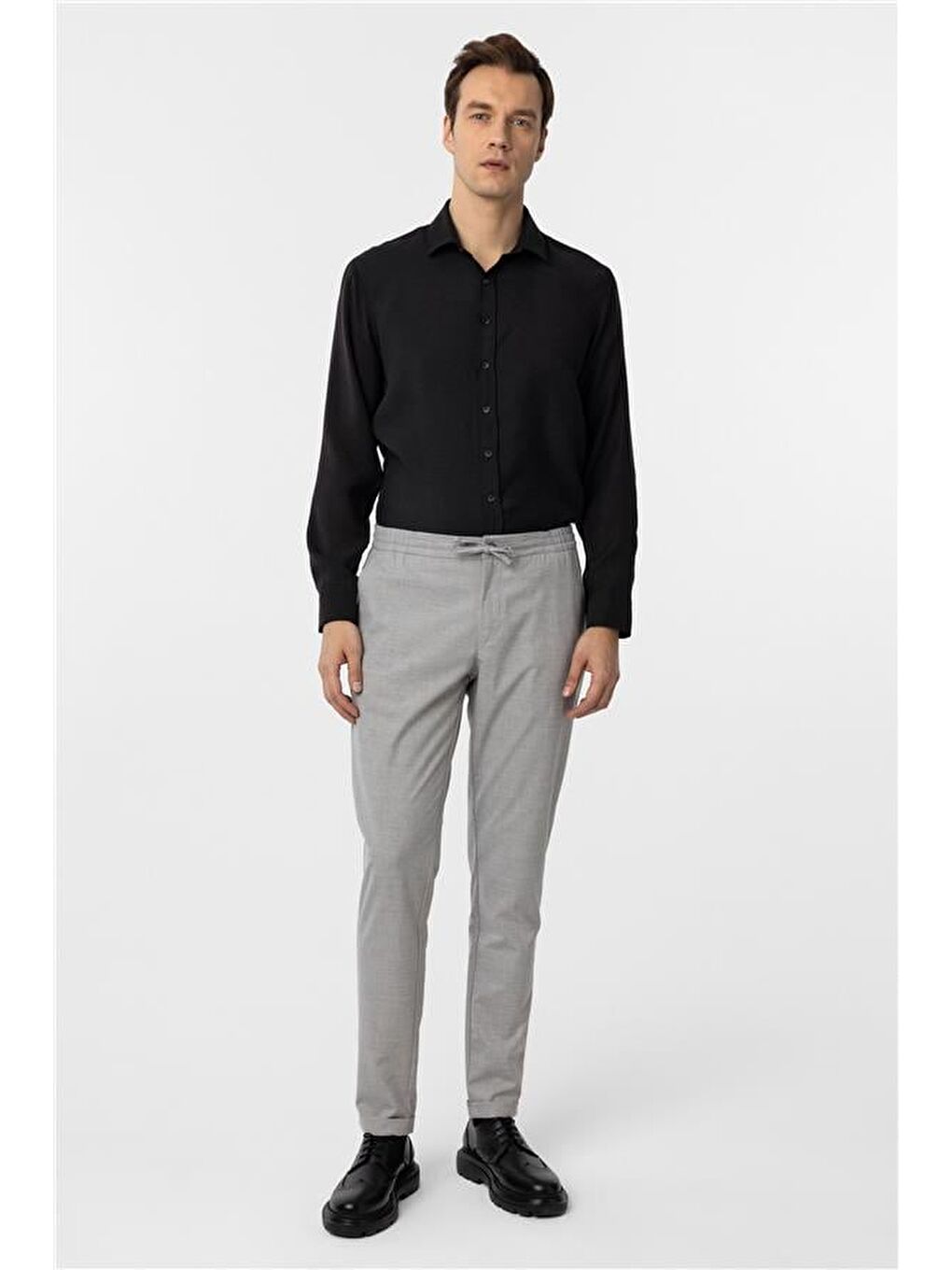 Gri Slim Düz Jogger Pantolon