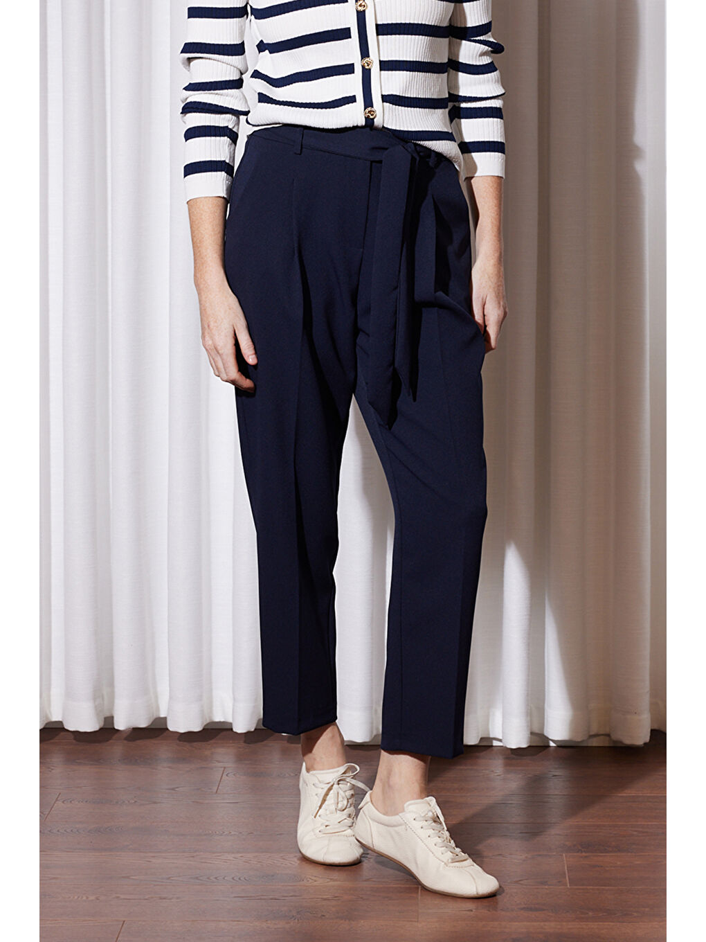 Missemramiss Kuşaklı Havuç Pantolon 5291 Lacivert-1