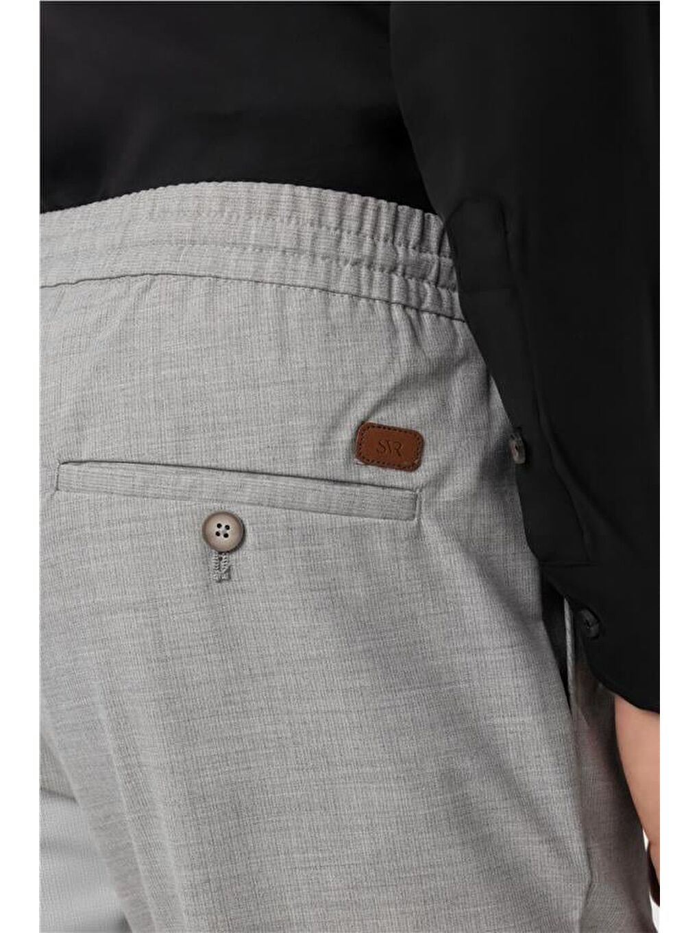 Gri Slim Düz Jogger Pantolon-3