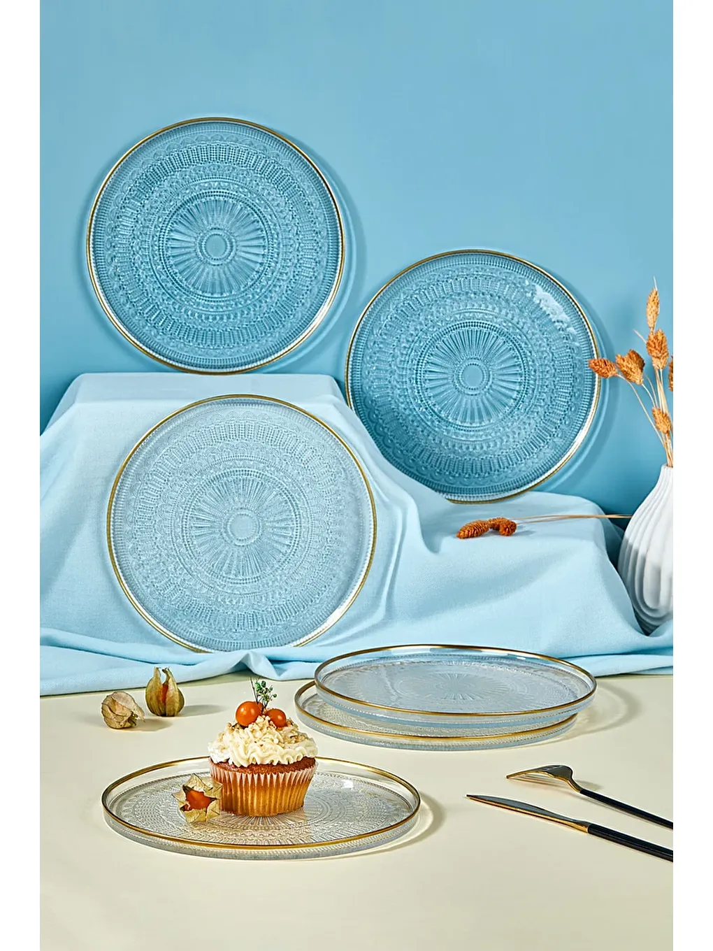 Renksiz Serenity 6 Parça Pasta/Kek/Tatlı Tabağı Seti