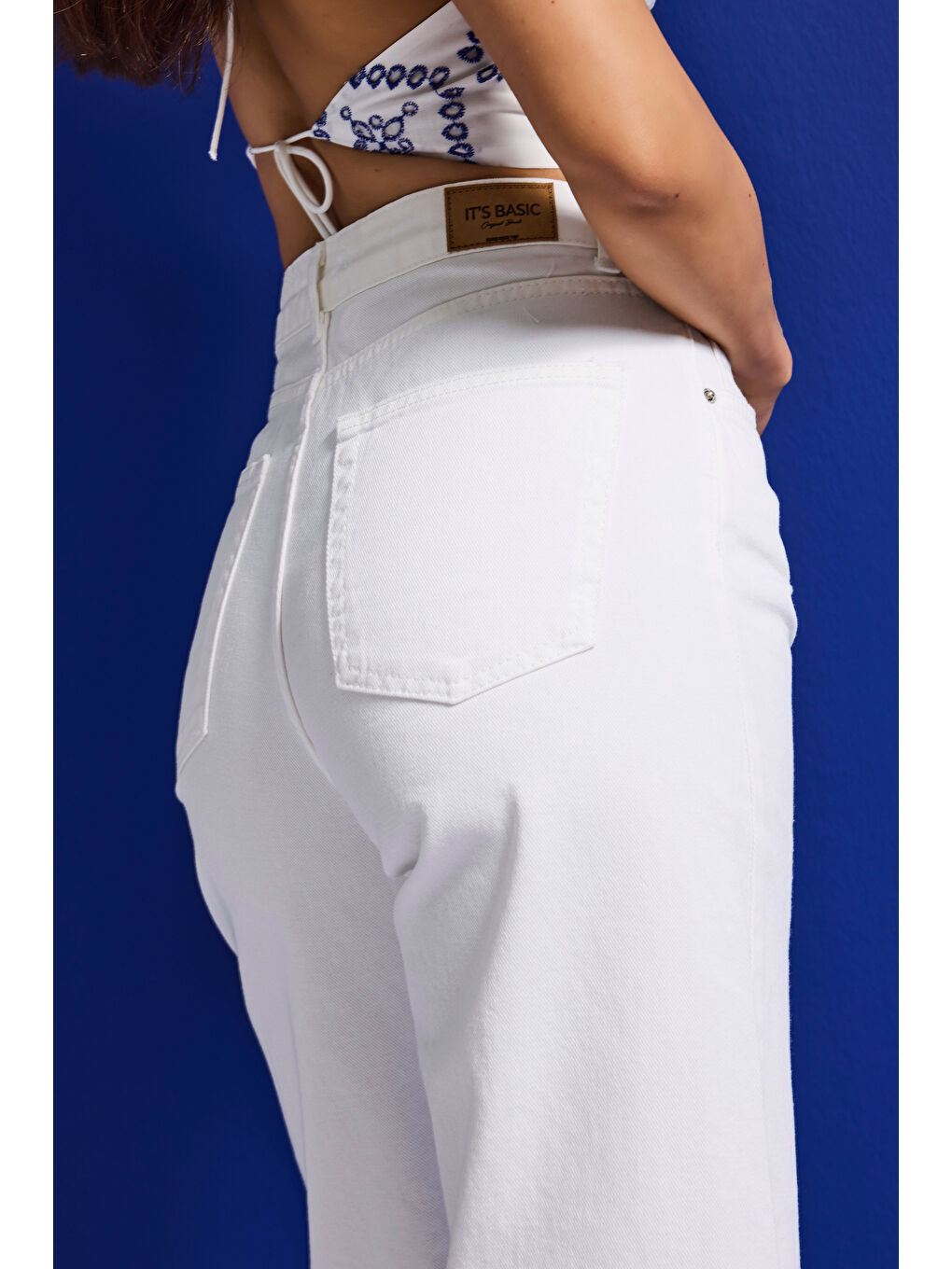 Kadın Kırık Beyaz Doris 7s6-101 Straight Fit Yüksek Bel %100 Pamuk Denim Jean-3