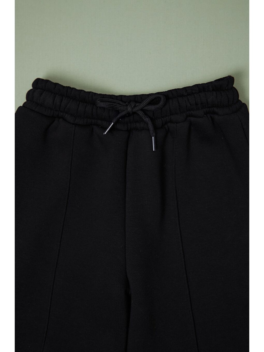 Siyah 3 İplik Çima Dikişli Kız Çocuk Palazzo Eşofman Altı-1