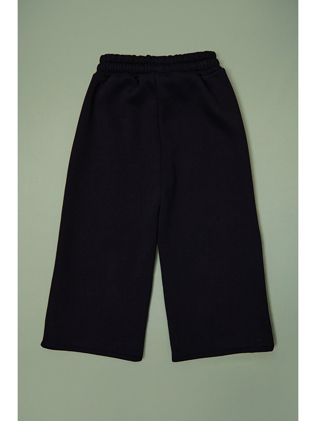 Siyah 3 İplik Çima Dikişli Kız Çocuk Palazzo Eşofman Altı-2