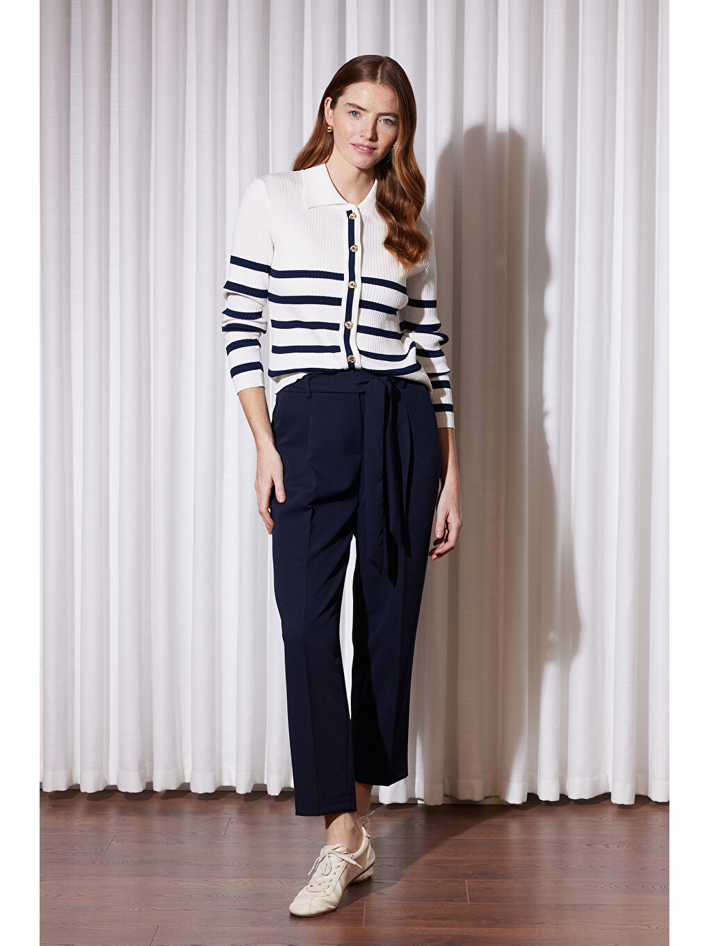 Missemramiss Kuşaklı Havuç Pantolon 5291 Lacivert-3